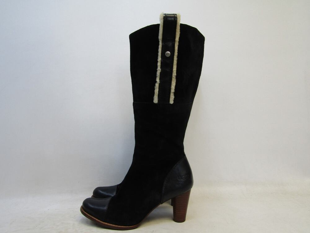 UGG Womens Size 10 M Black Suede Fashion 15" Knee High Boots